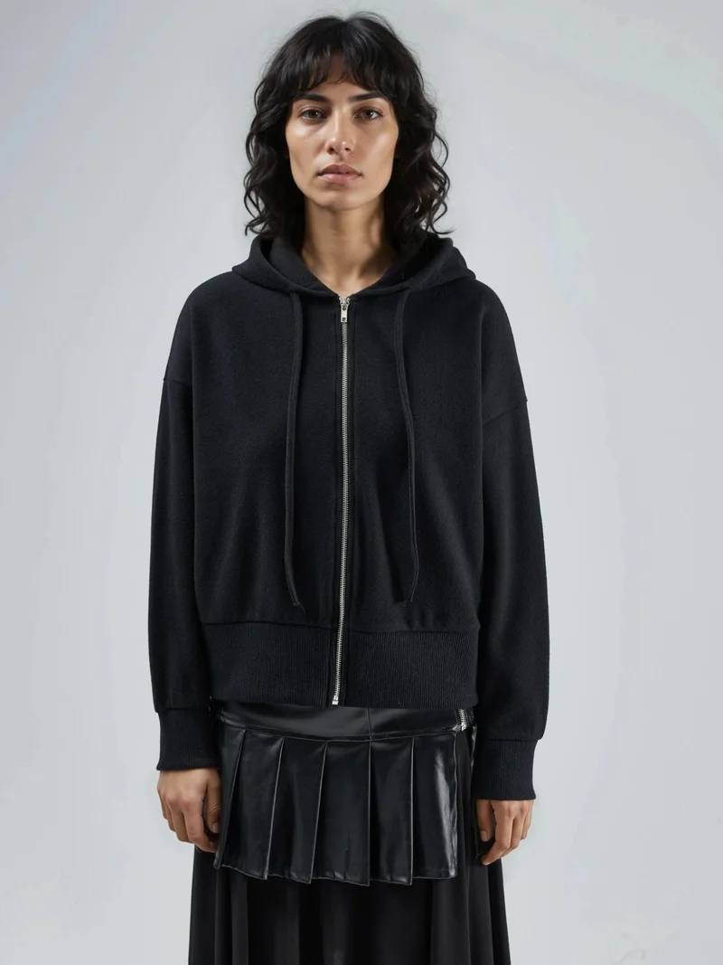 Busem Black BUSEM Hooded Zipper Jacket with Pockets for Women | Best Price UAE